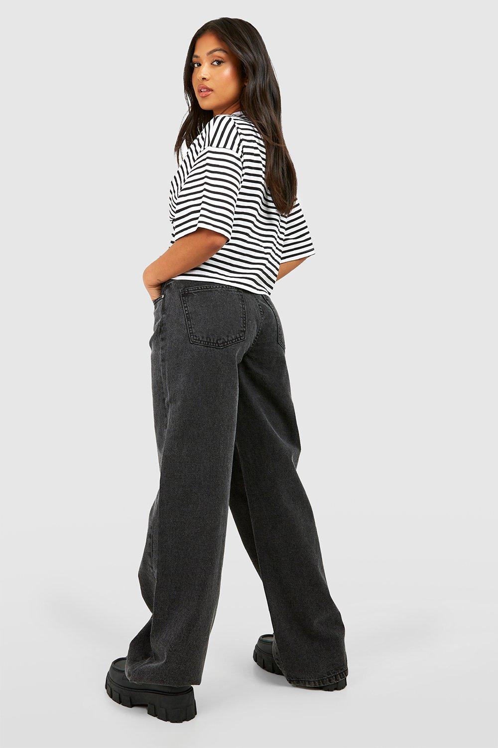 Petite 28 Inch Basics High Waisted Super Wide Leg Jeans